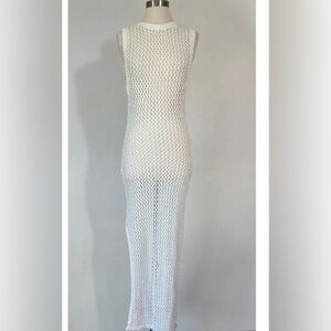 Beach Riot White Open-Knit Maxi Swim Coverup